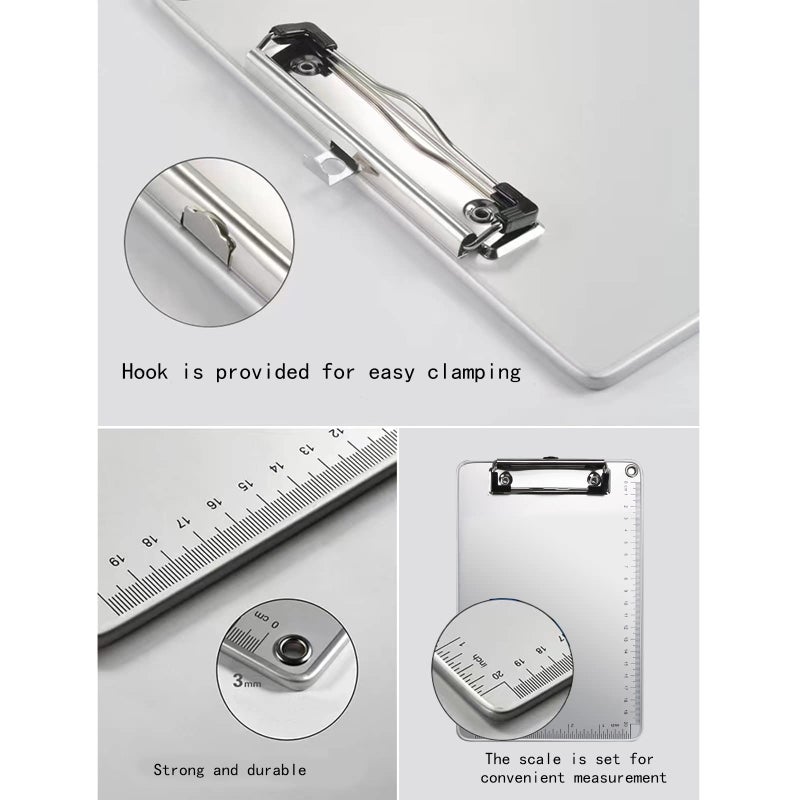 Chris.W A5 Recycled Aluminum Clipboard with Low Profile Clip and Hanging Hole - Cm & Inch Dual Scales Stationery(6''x 9'') - Image 2